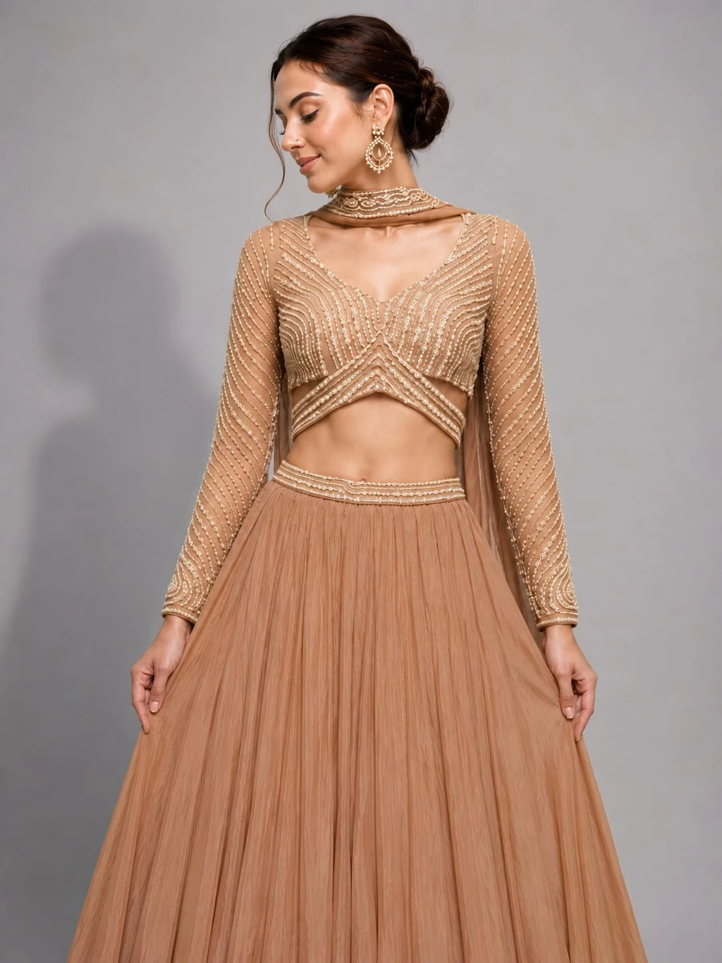 peach wedding outfit