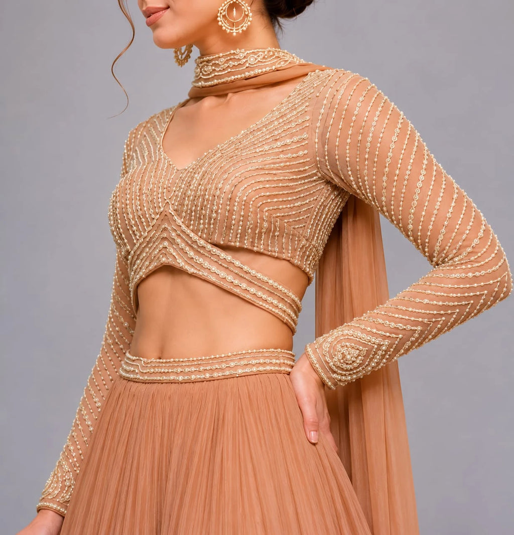 peach wedding outfit