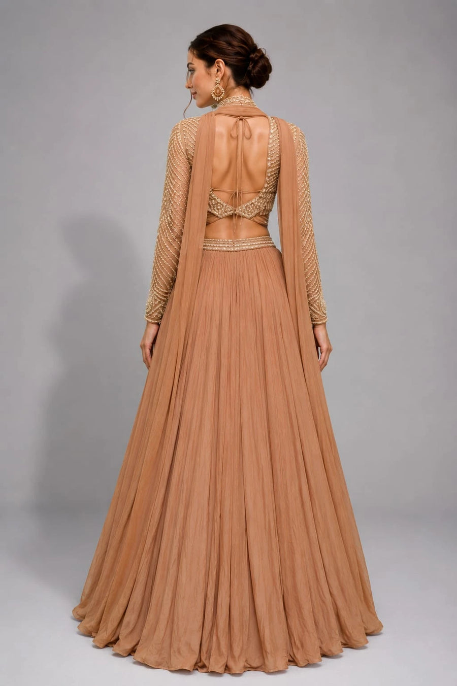 peach wedding outfit