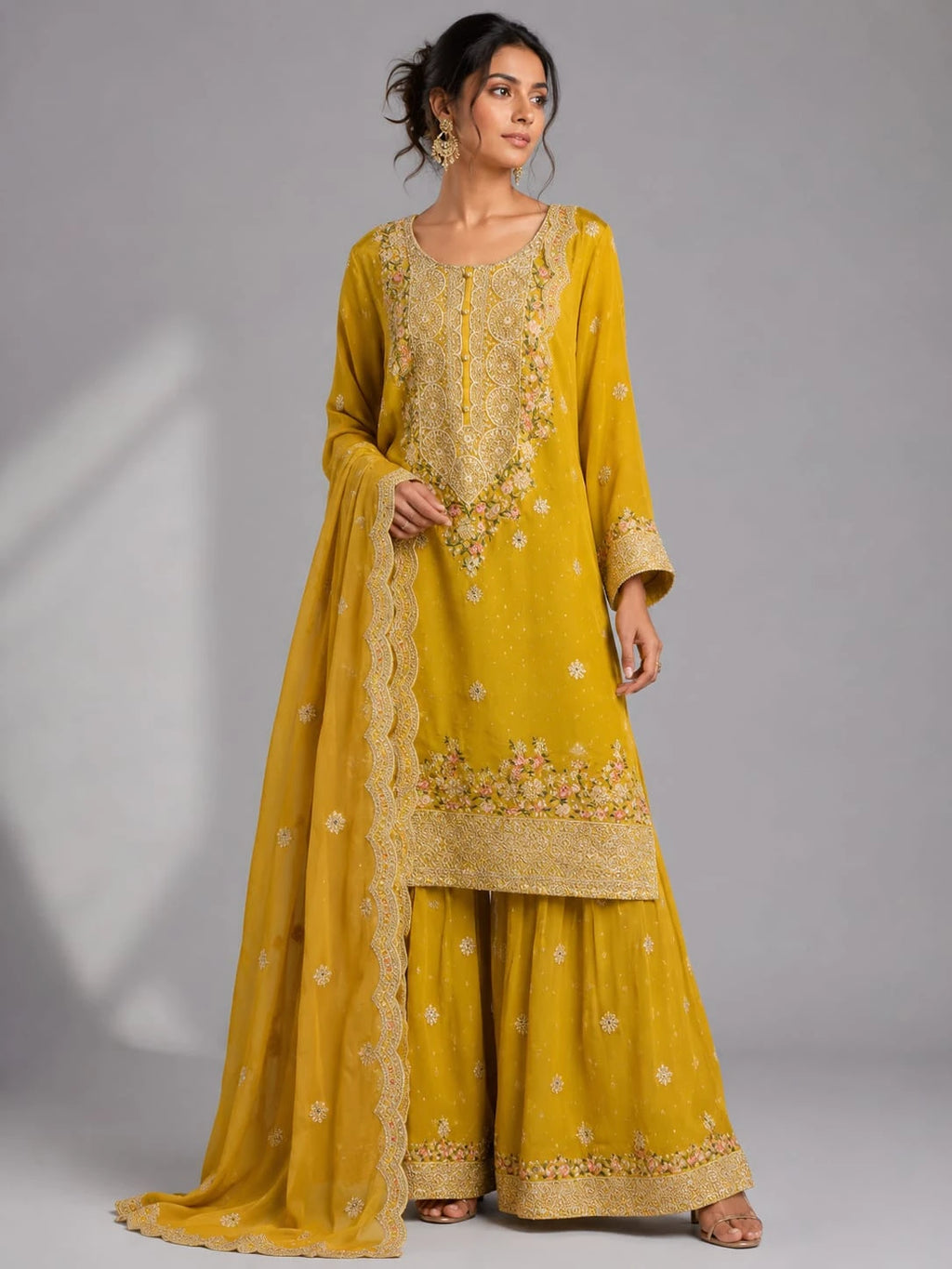 Lime Yellow Sharara Suit