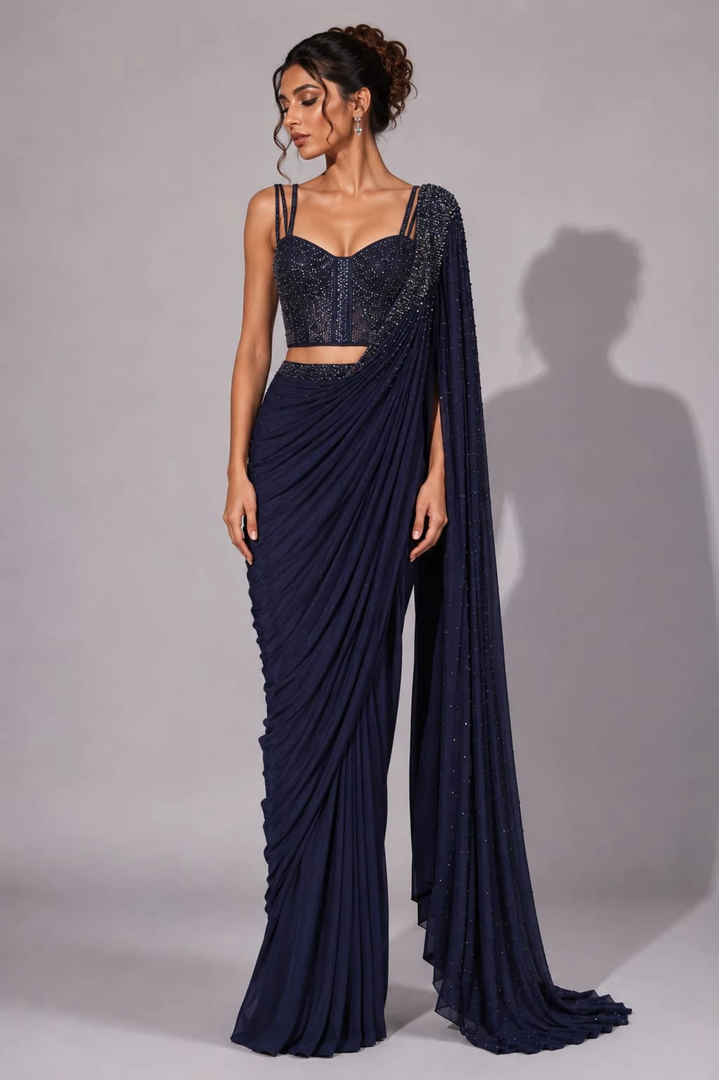 blue ready to wear saree