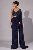 blue ready to wear saree