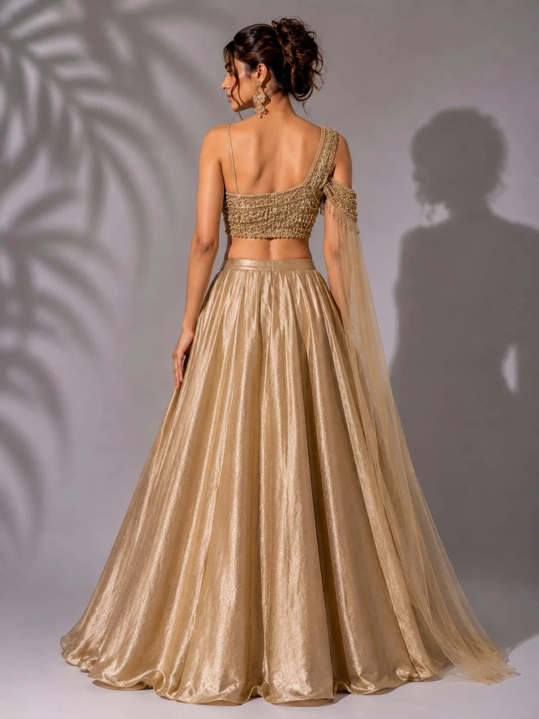 champagne gold lehenga