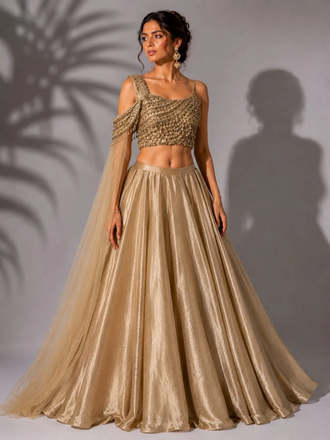 champagne gold lehenga