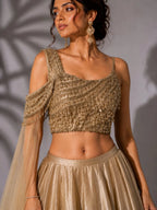 champagne gold lehenga