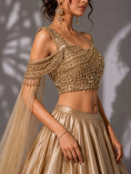 champagne gold lehenga