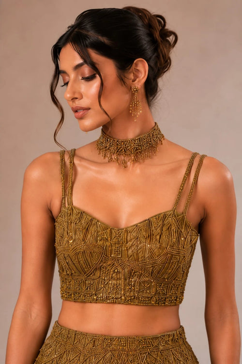 mustard gold lehenga