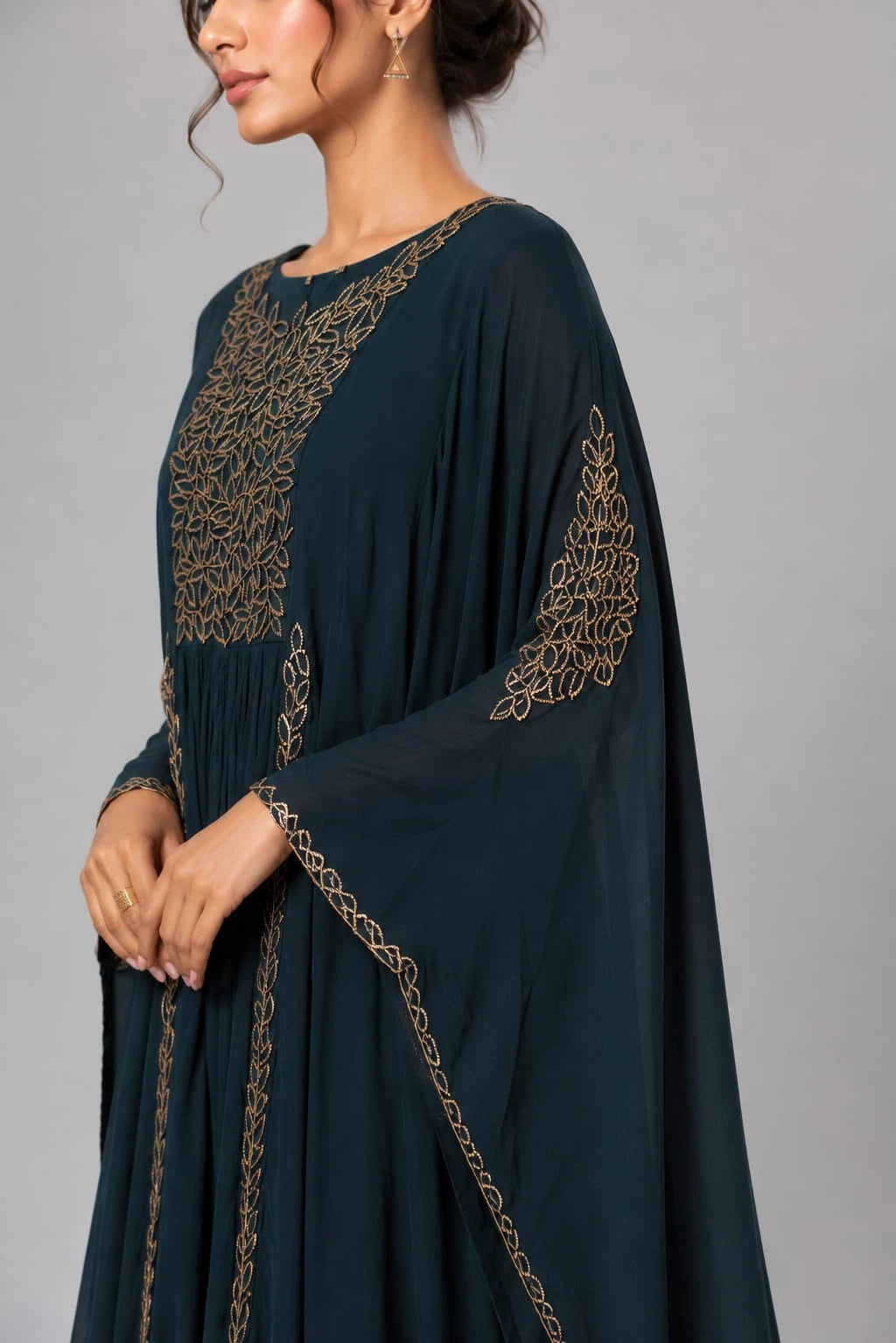 peacock color anarkali