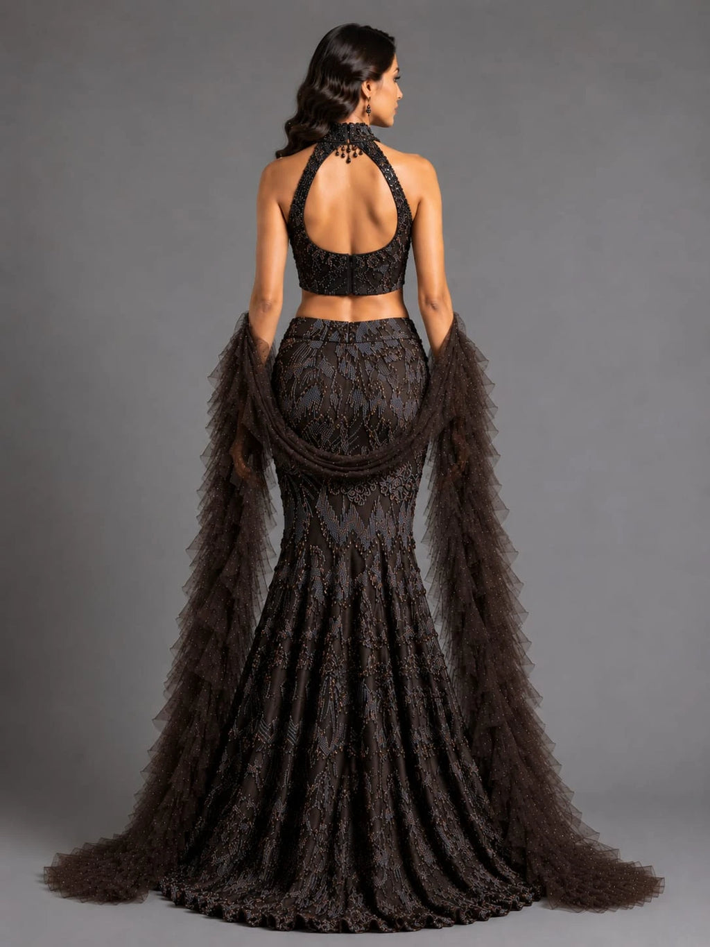 designer brown lehenga