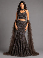 designer brown lehenga