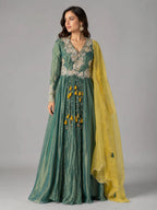 mehendi green anarkali suit