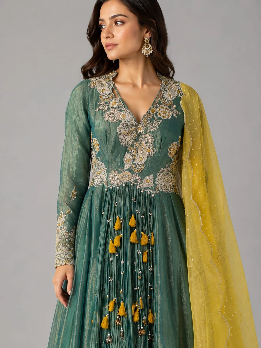 mehendi green anarkali suit