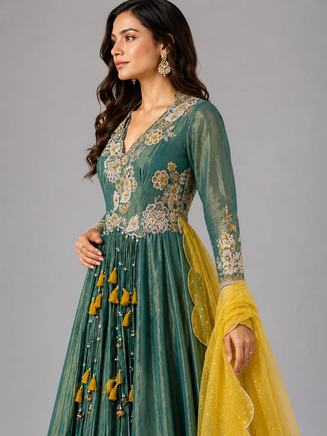 mehendi green anarkali suit