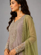 mauve anarkali suit