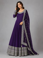wine floor length anarkali