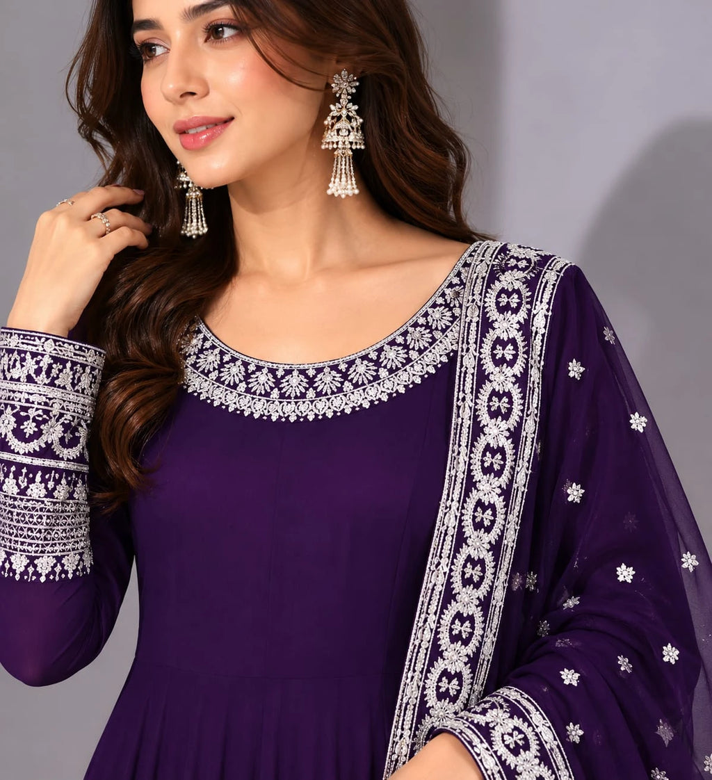 wine floor length anarkali