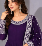 wine floor length anarkali