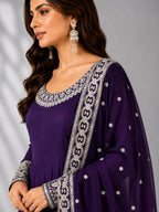 wine floor length anarkali