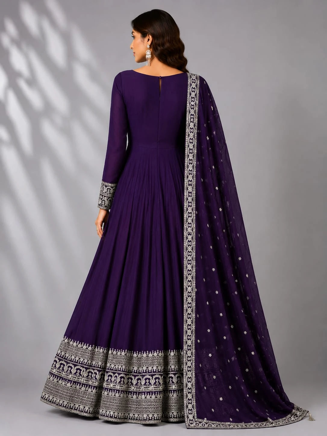 wine floor length anarkali