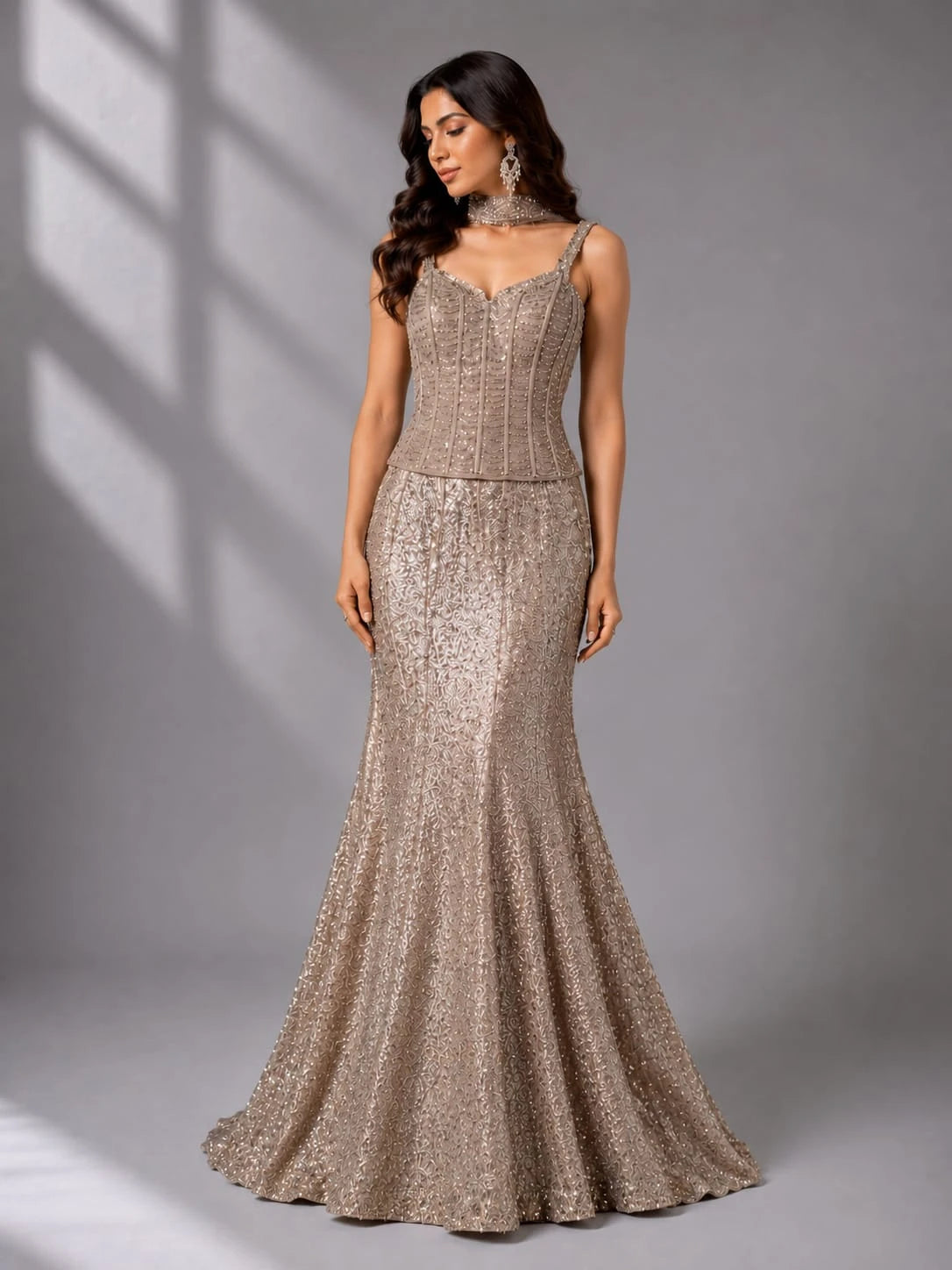 Grey Mermaid Lehenga