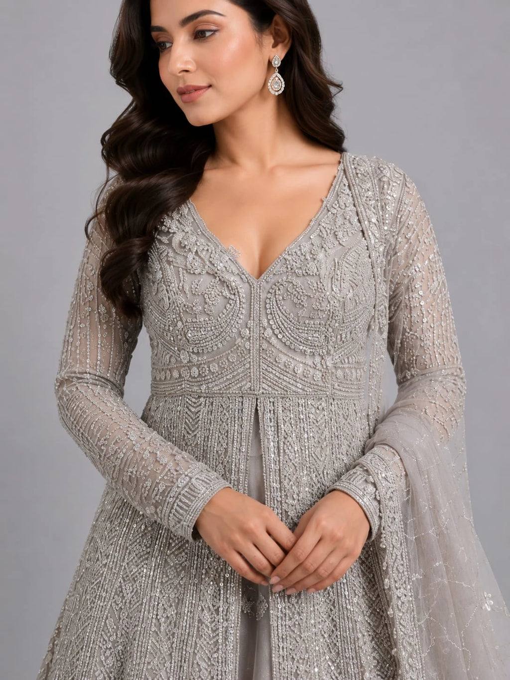 Grey Indo Western Dress