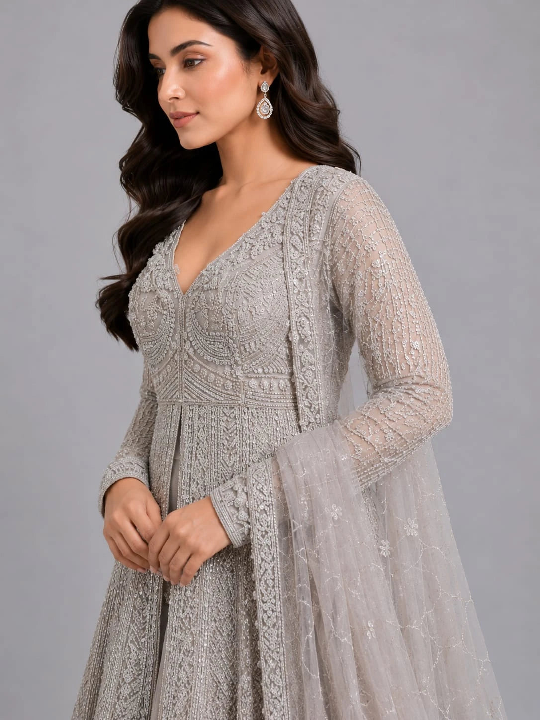 Grey Indo Western Dress