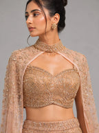 pink cape lehenga