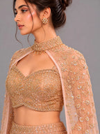 pink cape lehenga