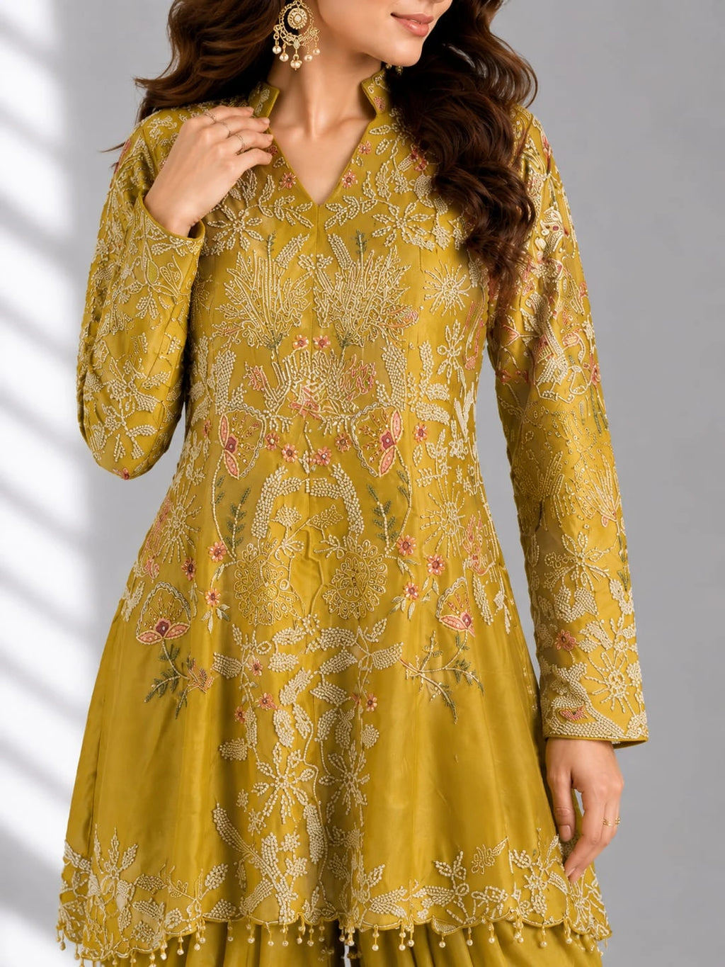 mustard dhoti set