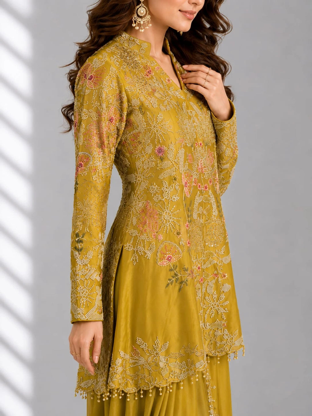 mustard dhoti set