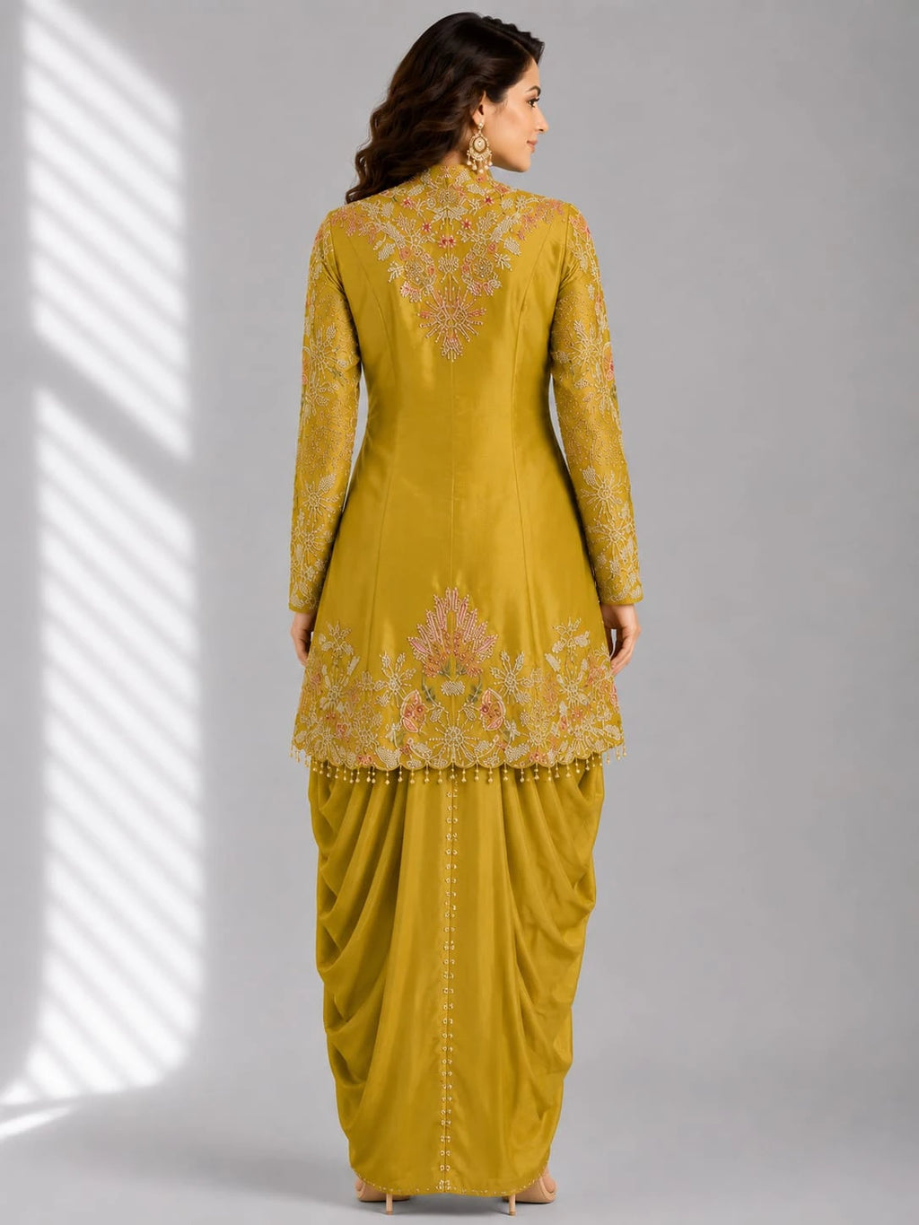 mustard dhoti set