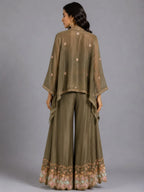 Grey Designer Sharara Set for Women with Embroidered Jacket