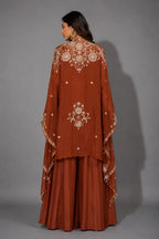designer rust sharara outfit