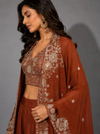 designer rust sharara outfit