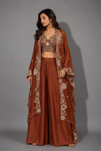 designer rust sharara outfit