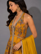 floral yellow sharara set
