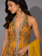 floral yellow sharara set