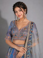 grey color lehenga