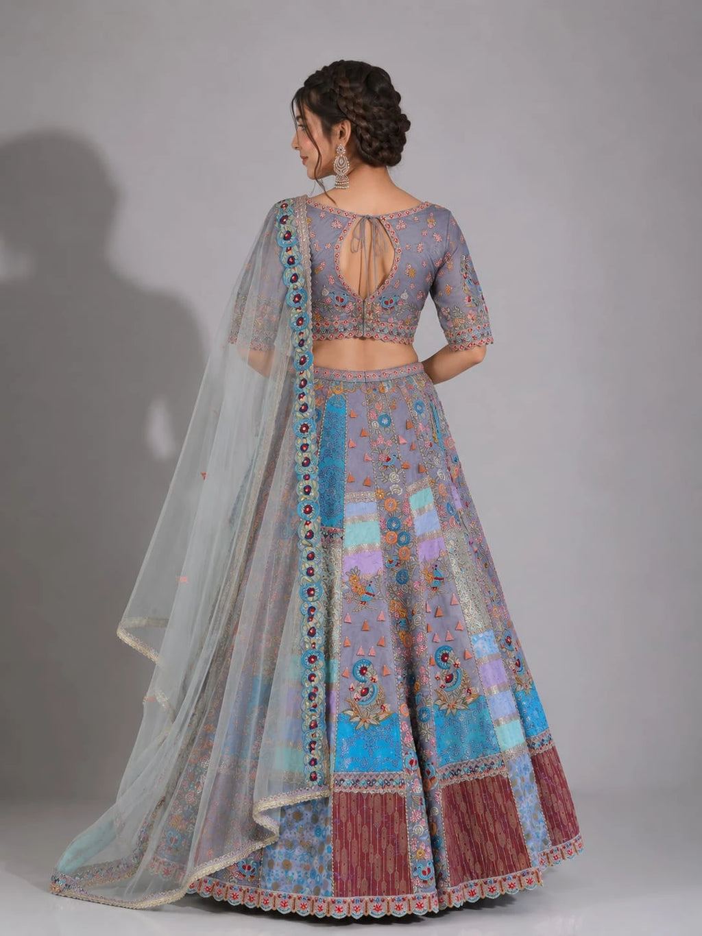 grey color lehenga