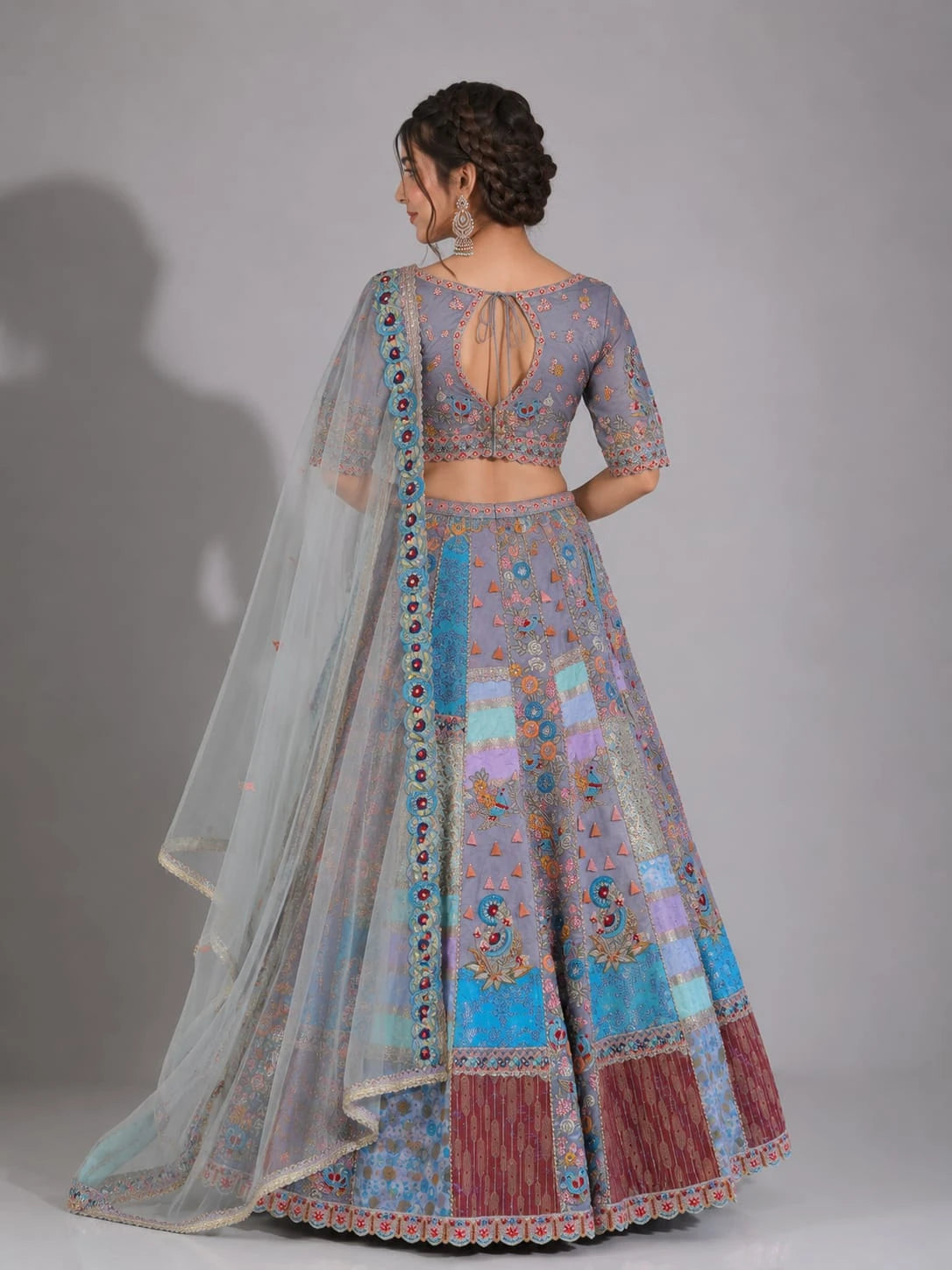 grey color lehenga