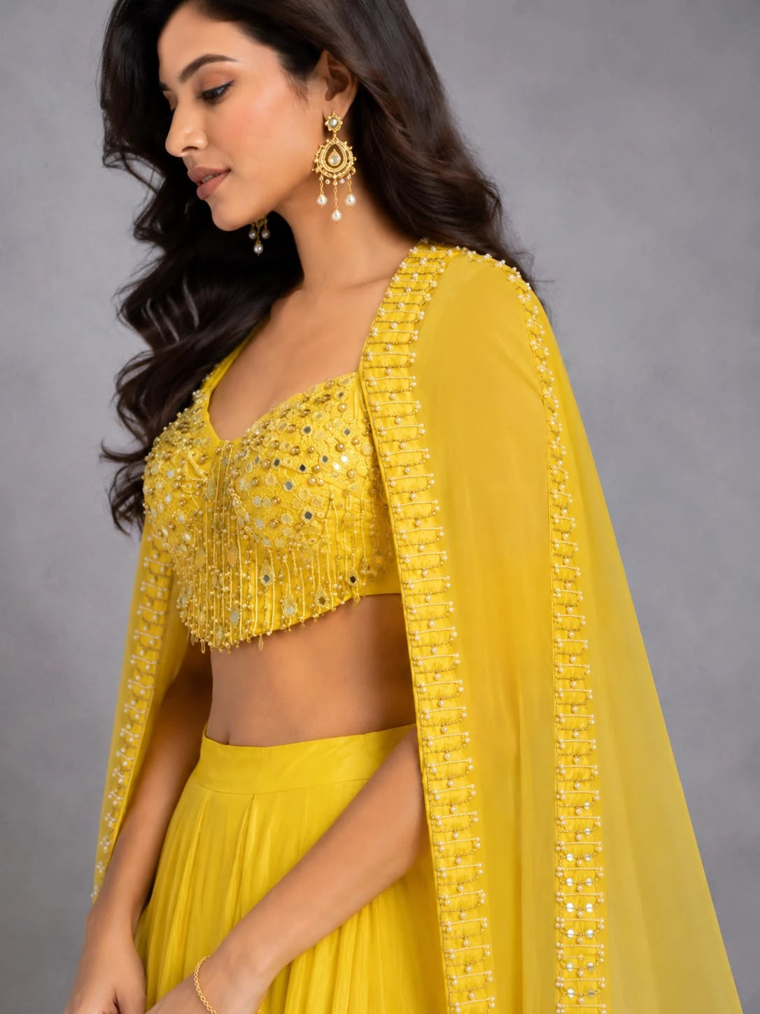 yellow haldi lehenga