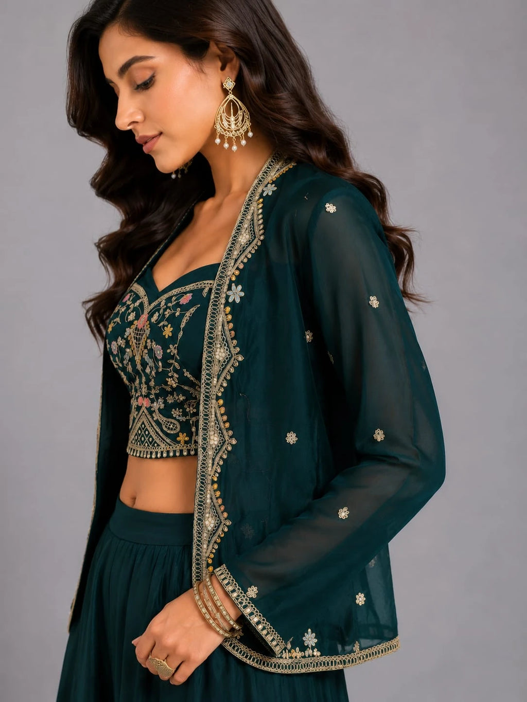 green sharara for women