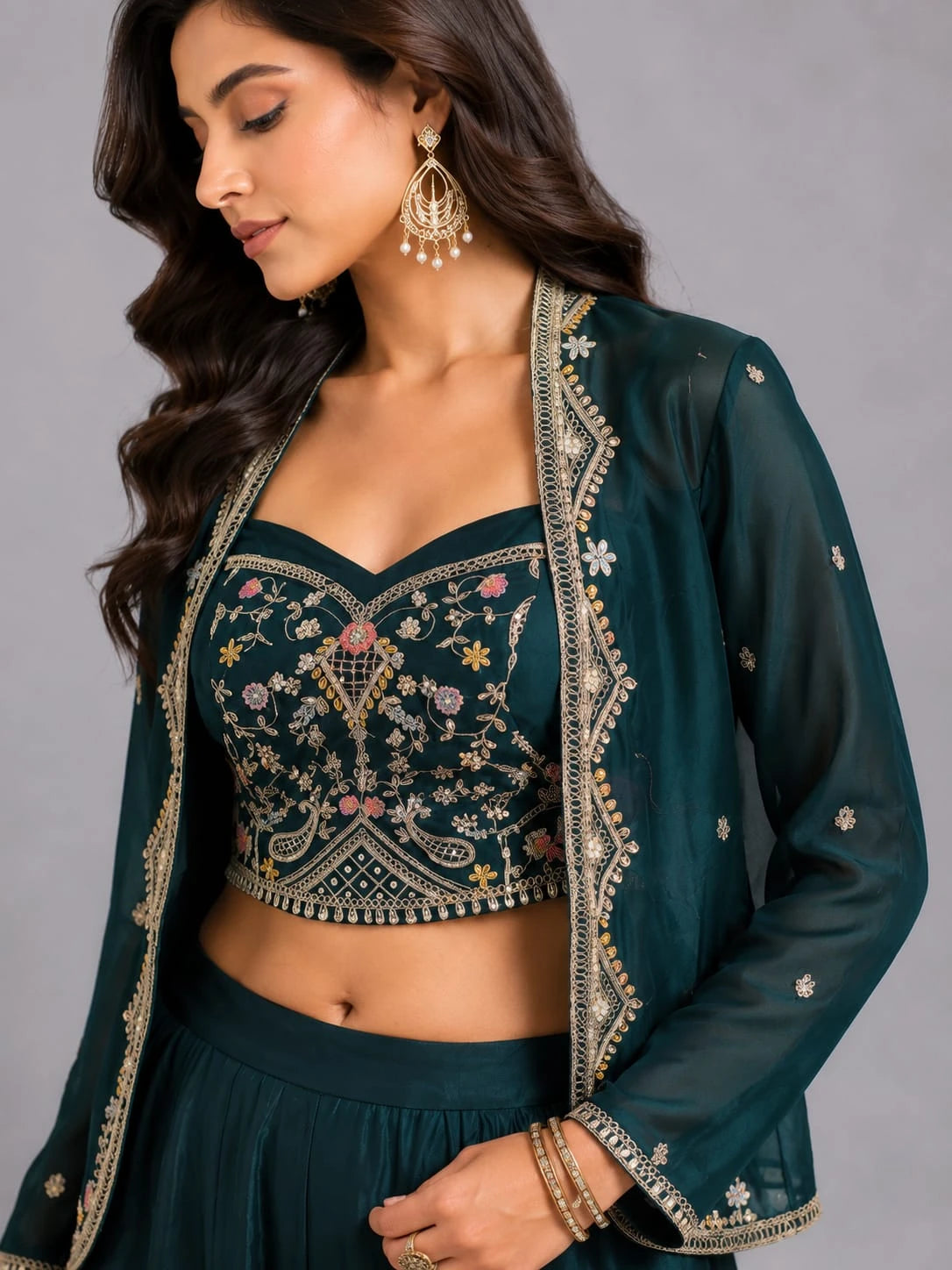 green sharara for women