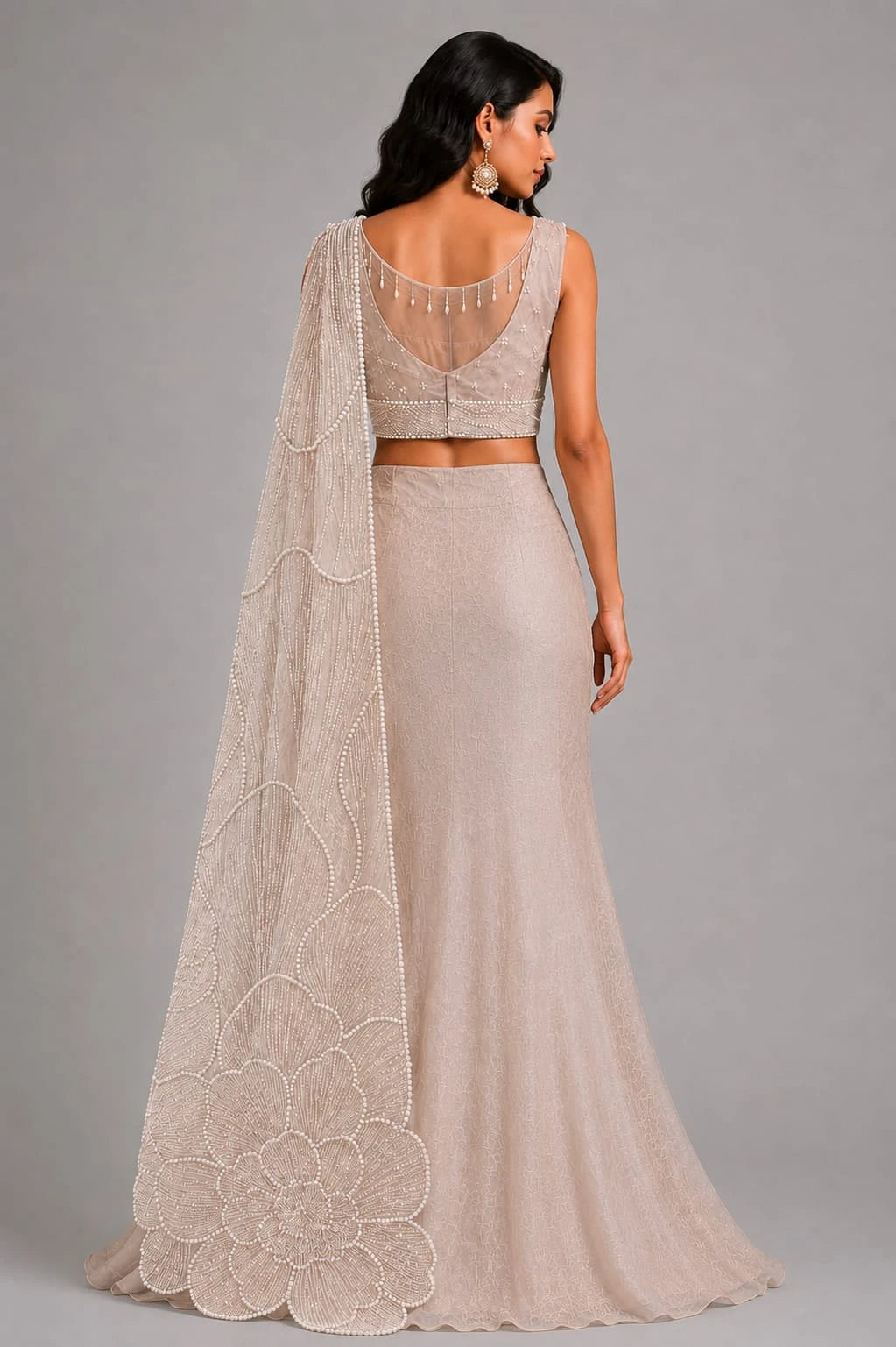 cream mermaid lehenga women