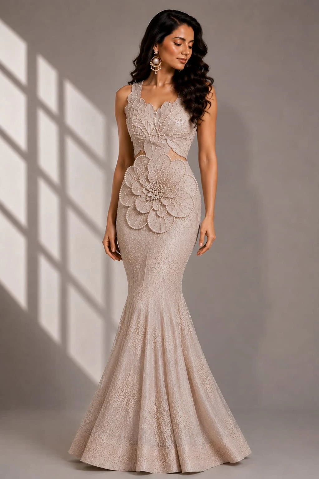 cream mermaid lehenga women