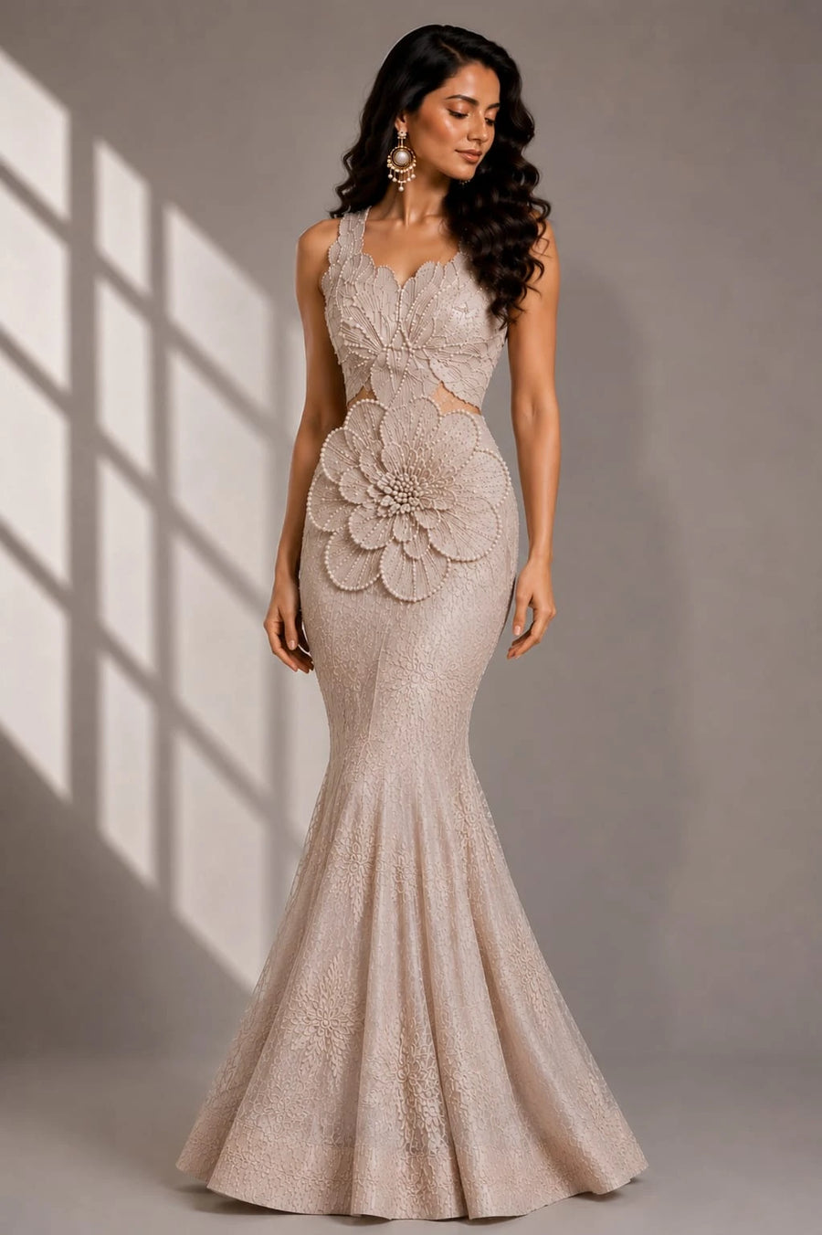 cream mermaid lehenga women