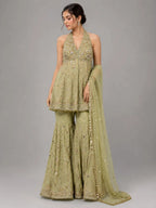 designer green sharara set