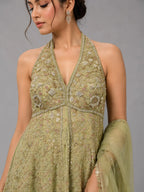 designer green sharara set