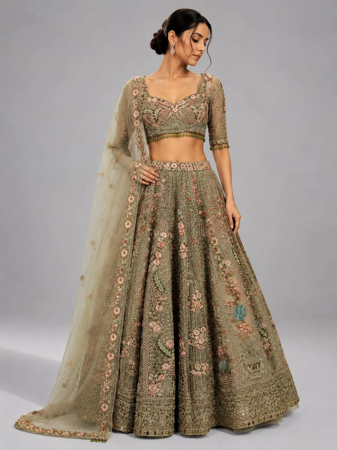 pista color lehenga