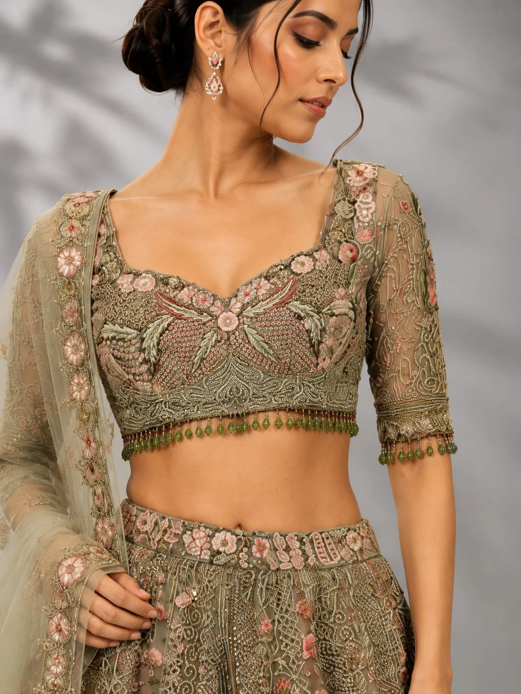 pista color lehenga